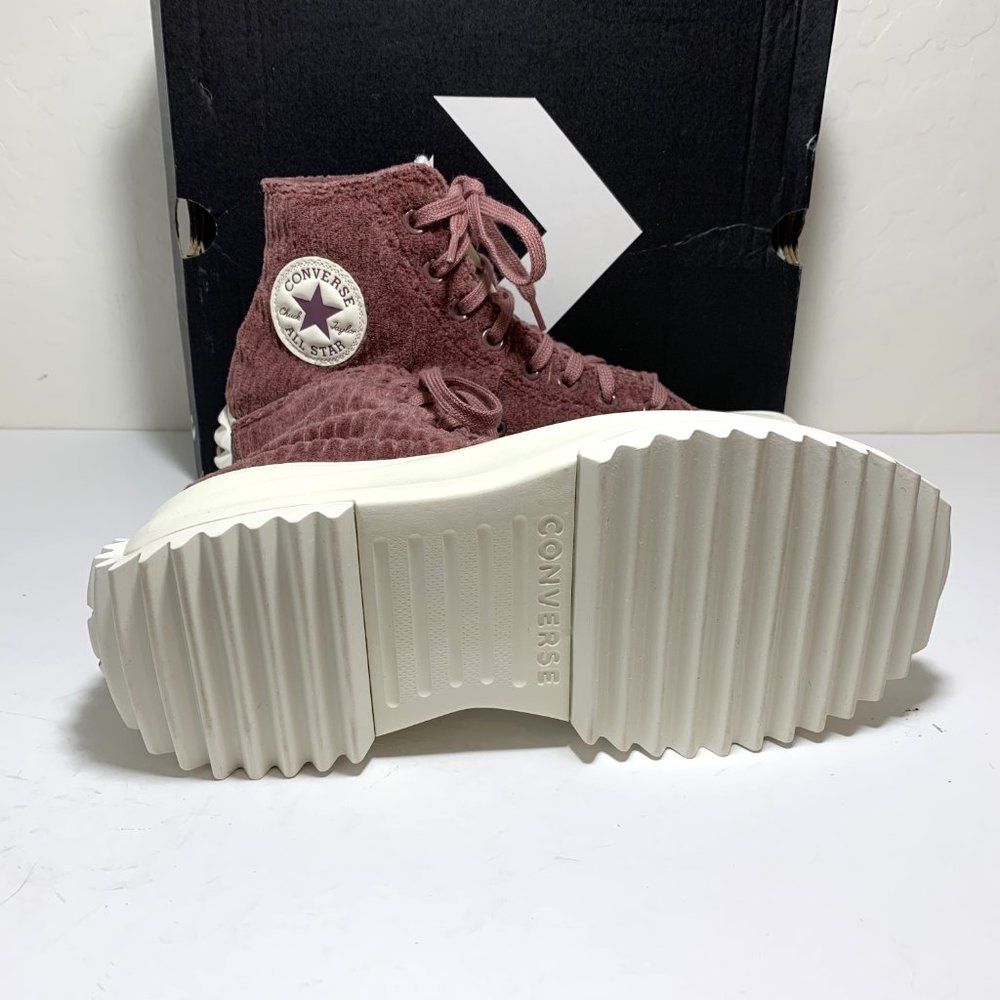 Converse Chuck Taylor Run Star Hike Platform Sneakers High Top Velour Dark Wine - Picture 6 of 8